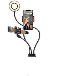 Ultrapix Soporte Flexible de movil y Microfono Con Anilla De Luz 3.5" 9cm UPFK-AL06II