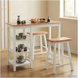 vidaxl Conjunto de mesa alta de cocina 3 piezas MDF blanco