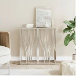 vidaxl Mesa consola acero inoxidable y vidrio 70x30x70 cm