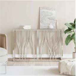 vidaxl Mesa consola acero inoxidable y vidrio 110x30x70 cm