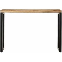 vidaxl Mesa consola madera maciza de mango rugosa 110x35x76 cm