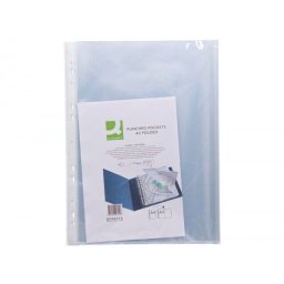 Funda multitaladro q-connect din a3 apaisada 80 micras cristal con apertura superior - bolsa de 10