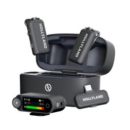 Micrófono Hollyland LARK MAX 2 Combo inalámbrico 2.4 GHz omnidireccional con grabadora interna y pantalla AMOLED