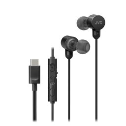 Auriculares JVC con cable USB-C, Hi-Res Audio, micrófono y control de volumen negro