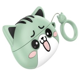 Auriculares Hoco EW48 inalámbricos Bluetooth 5.3 TWS con estuche diseño de gato color verde