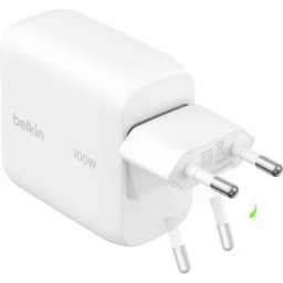 Cargador USB-C Belkin 100W GaN con enchufe plegable
