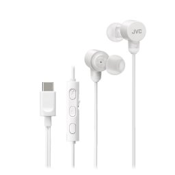 Auriculares JVC con cable USB-C, Hi-Res Audio, micrófono, control de volumen y blancos