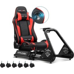 Cockpit Sim Racing GTPLAYER con Altavoces y Soporte para Volante y Pedales