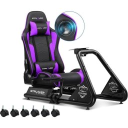 Simulador de Carreras GTPLAYER con Altavoces y Soporte Ajustable Violeta