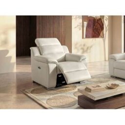 Unique Sillón relax de piel ARENA - Blanco marfil
