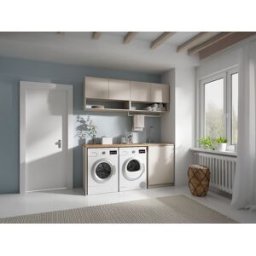 Unique Muebles para el cuarto de la lavadora con encimera - 180 cm de ancho - Color cachemira y natural claro - NATAJI