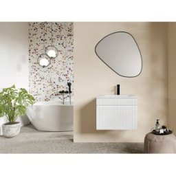 Unique Mueble suspendido blanco rayado para lavabo - 60 cm - SATARA