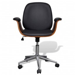 VidaXL Silla de Oficina Giratoria Madera Curvada Negra