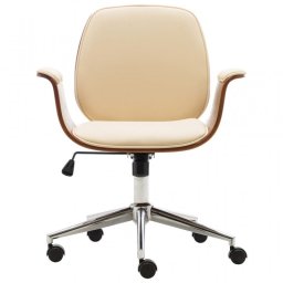 VidaXL Silla de Oficina Madera Curvada Crema