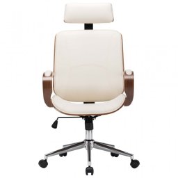 VidaXL Silla de Oficina con Reposacabezas Madera/Crema