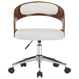 VidaXL Silla Oficina Giratoria Curvada Blanco/Madera