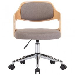 VidaXL Silla de Oficina Giratoria Madera Curvada Tela Gris