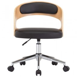 VidaXL Silla Oficina Giratoria Curvada Madera/Negro