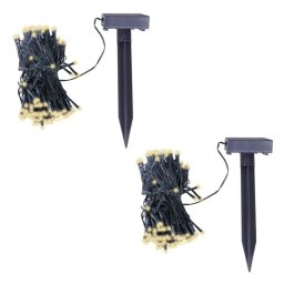 vidaXL Guirnalda de luces solares LED 2 unidades blanco cálido