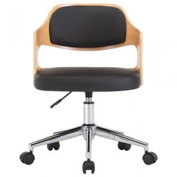 VidaXL Silla de Oficina Giratoria Madera/Cuero Sintético Negro
