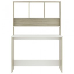 VidaXL Escritorio con Estantes Aglomerado 110x45x157cm Blanco/Sonoma