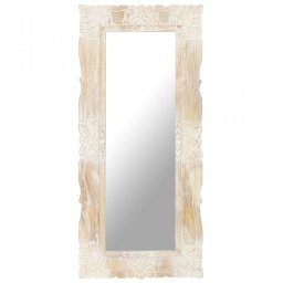 Vidaxl Espejo De Madera Maciza De Mango Blanco 110x50 Cm