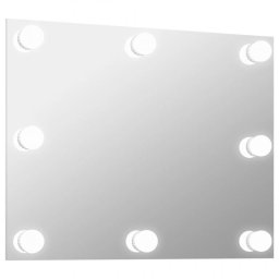 Vidaxl Espejo De Pared Sin Marco Con Luces Led Rectangular De Vidrio Plata Plata-70x50