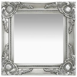 Vidaxl Espejo De Pared Estilo Barroco Plateado 40x40 Cm