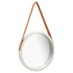 Vidaxl Espejo De Pared Con Correa Plateado 40 Cm
