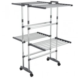 Vidaxl Tendedero De 2 Niveles Con Ruedas Plateado 60x70x106 Cm
