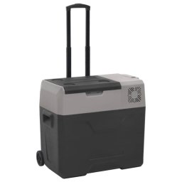 vidaXL Nevera Portátil con Ruedas y Adaptador de Corriente 12-24V/100-240V 40L Negra/Gris
