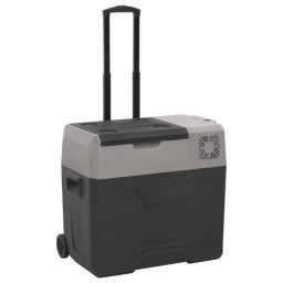vidaXL Nevera Portátil con Ruedas y Adaptador de Corriente 12-24V/100-240V 30L Negra/Gris