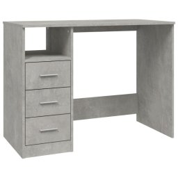 Vidaxl Escritorio Con Cajones Contrachapada Gris Hormigón 102x50x76 Cm