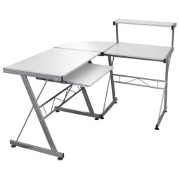 Vidaxl Escritorio De Esquina Madera Contrachapada Blanco 132x112x99 Cm