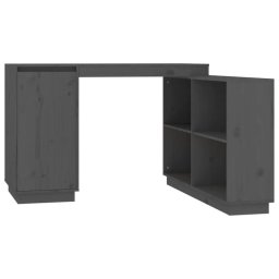 Vidaxl Escritorio De Madera Maciza De Pino Gris 110x50x75 Cm