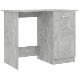 vidaXL Escritorio de madera contrachapada gris hormigón 100x50x76 cm