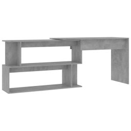Vidaxl Escritorio De Esquina Contrachapada Gris Hormigón 200x50x76 Cm