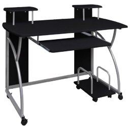 Vidaxl Escritorio Ordenador Madera Contrachapada Negro 110x52x88,5 Cm