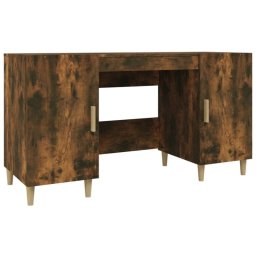 Vidaxl Escritorio Madera Contrachapada Roble Ahumado 140x50x75 Cm