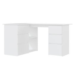 Vidaxl Escritorio De Esquina Madera Contrachapada Blanco 145x100x76 Cm