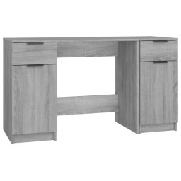Vidaxl Escritorio Con Armario Lateral Madera Contrachapada Gris Sonoma