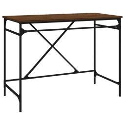 Vidaxl Escritorio Hierro Madera Contrachapada Marrón Roble 100x50x75cm