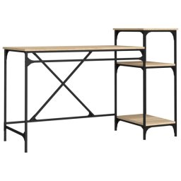 Vidaxl Escritorio Con Estantes Madera Contrachapada Roble 135x50x90 Cm