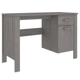 Vidaxl Escritorio Hamar Madera Maciza De Pino Gris Claro 113x50x75 Cm