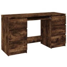 Vidaxl Escritorio Madera Contrachapada Roble Ahumado 140x50x77 Cm