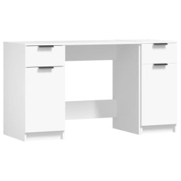 Vidaxl Escritorio Con Armario Lateral Madera Contrachapada Blanco