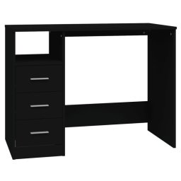 Vidaxl Escritorio Cajones Madera Contrachapada Negro 102x50x76 Cm