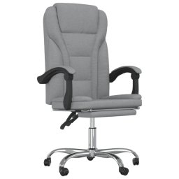 VidaXL Simos Silla de Oficina Reclinable con Altura Ajustable Gris Claro