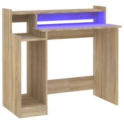 Escritorio vidaXL Campoamor madera contrachapada con LED y USB, diseño moderno, resistente humedad