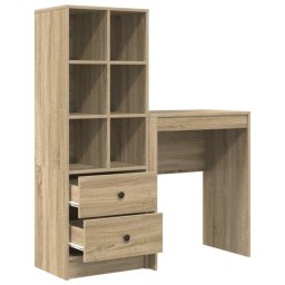 Conjunto escritorio y estantería Hedwig MDF 6 compartimentos 2 cajones 76x60x40 cm